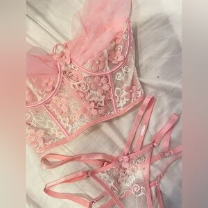 Floral Lace Pink Intimate Set